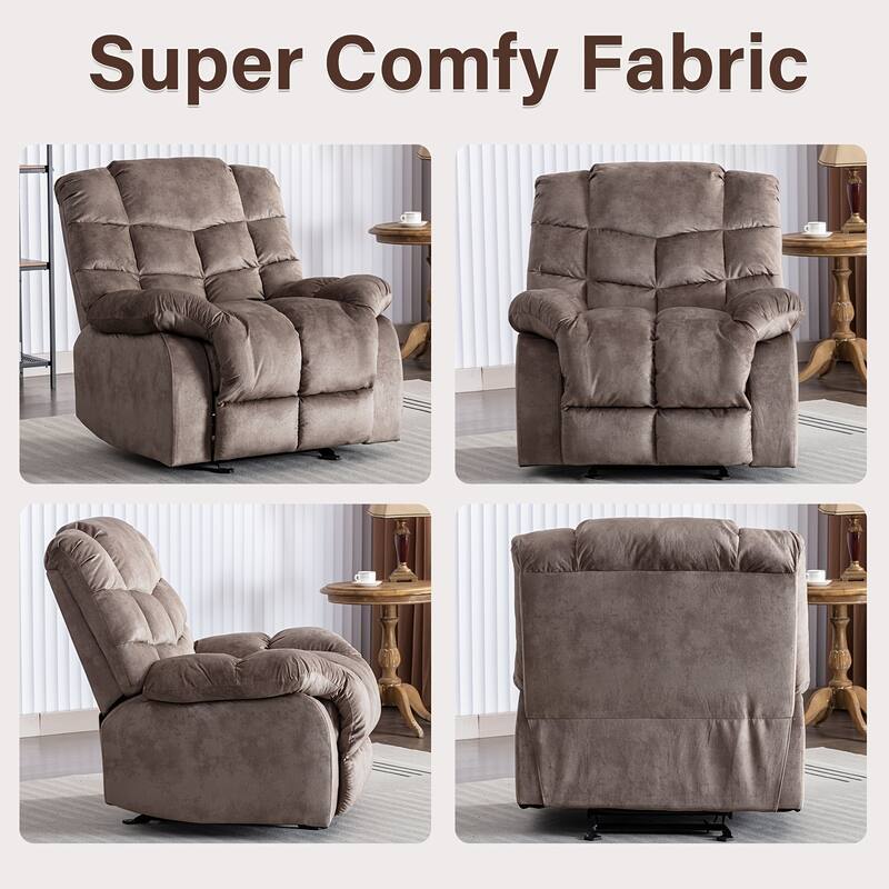 Manual Recliner Overstuffed Breathable Fabric Sofa for Living Room