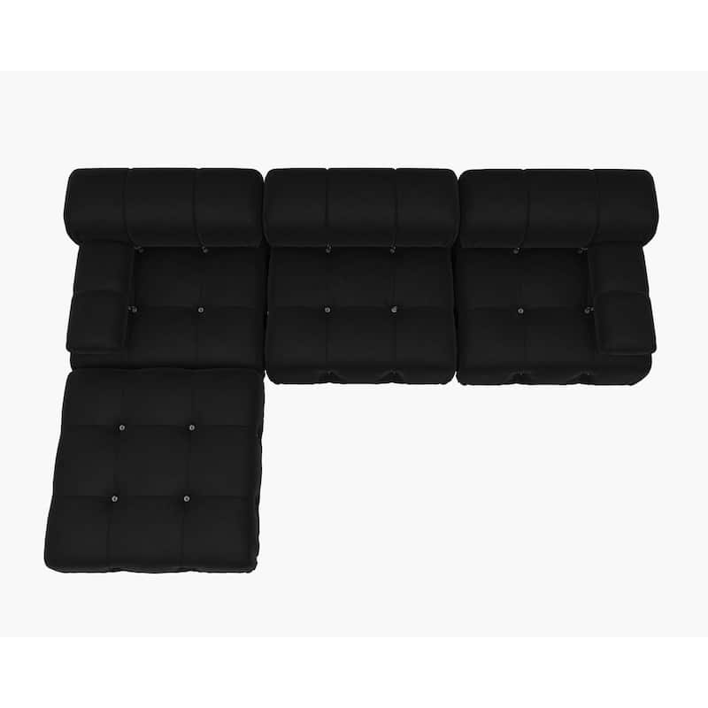 104" Wide Velvet Reversible Modular Sofa & Chaise with Ottoman