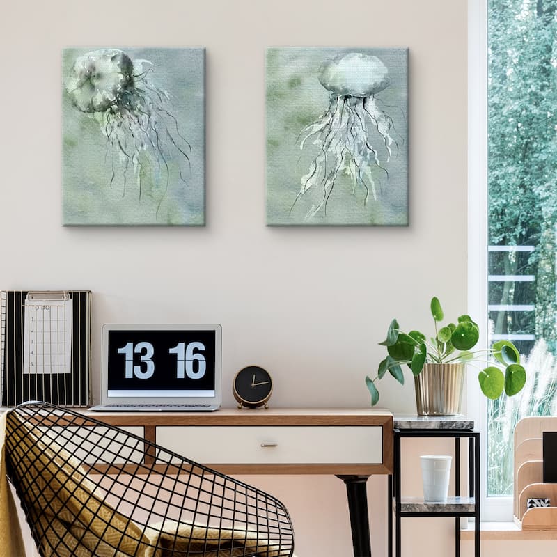 Jellyfish Blue Grey I & III by Brandi Fitzgerald Canvas Art Prints