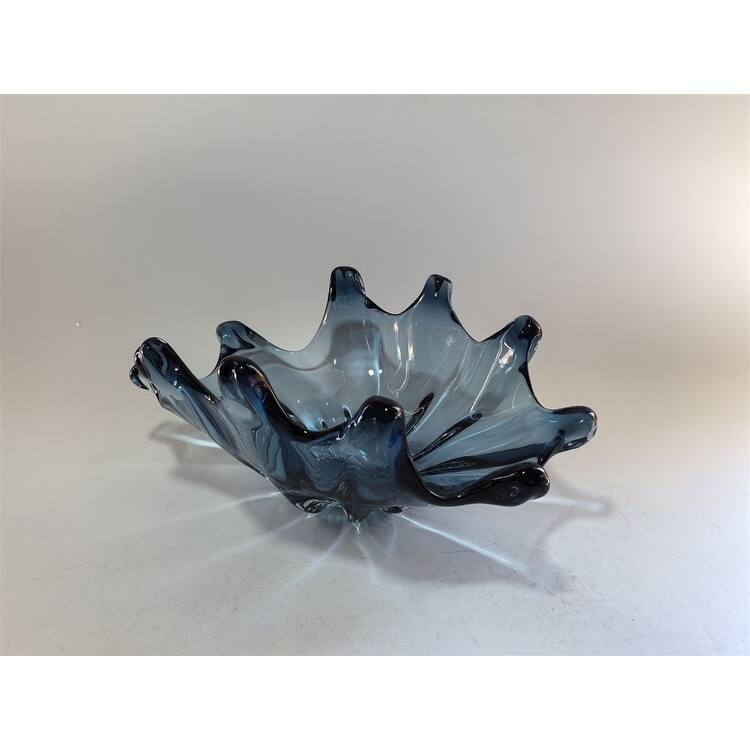 Elegant Sculptural Glass Bowl Centerpiece Decorative Accent 16"x10"