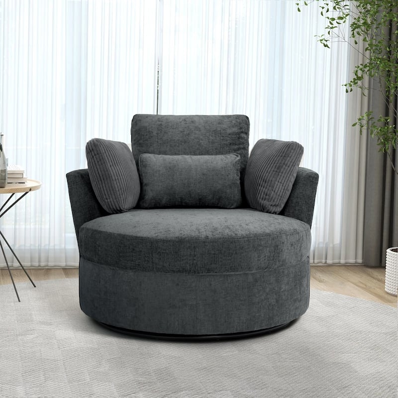 Modern Swivel Chair with Pillows for living room - Gray