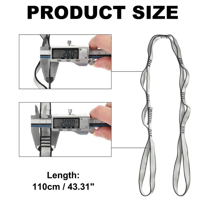 25KN Daisy Chain Yoga Extend Belt 1.1M, Climbing Straps for Exercise - 1.1M - Grey