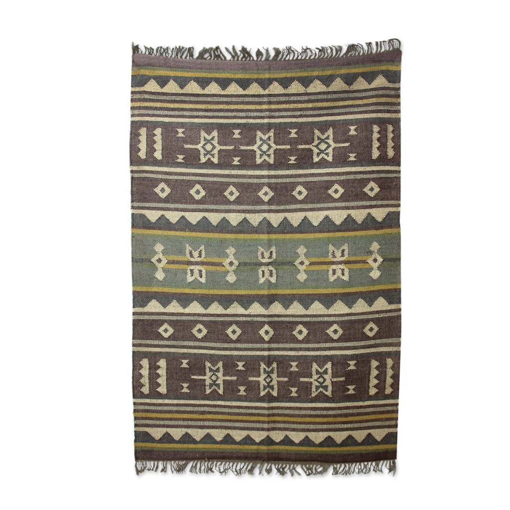 Handmade Evening Mist Jute area rug (India ) - Big