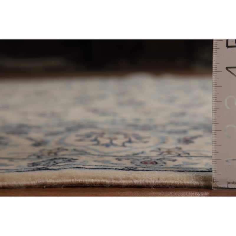 Wool & Silk Vegetable Dye Floral Nain Persian Area Rug Handmade Carpet - 8'2"x 10'9"
