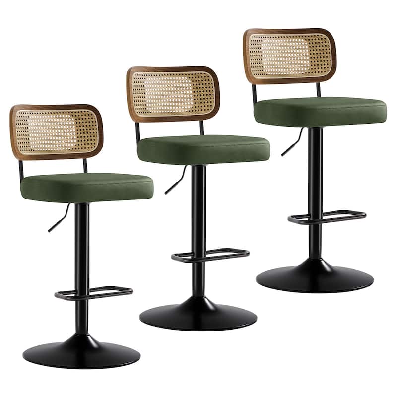 Adjustable Height Swivel Bar Stools with Back and Footrest - 17.7"W x 15.75"D x 35"-42.9"H