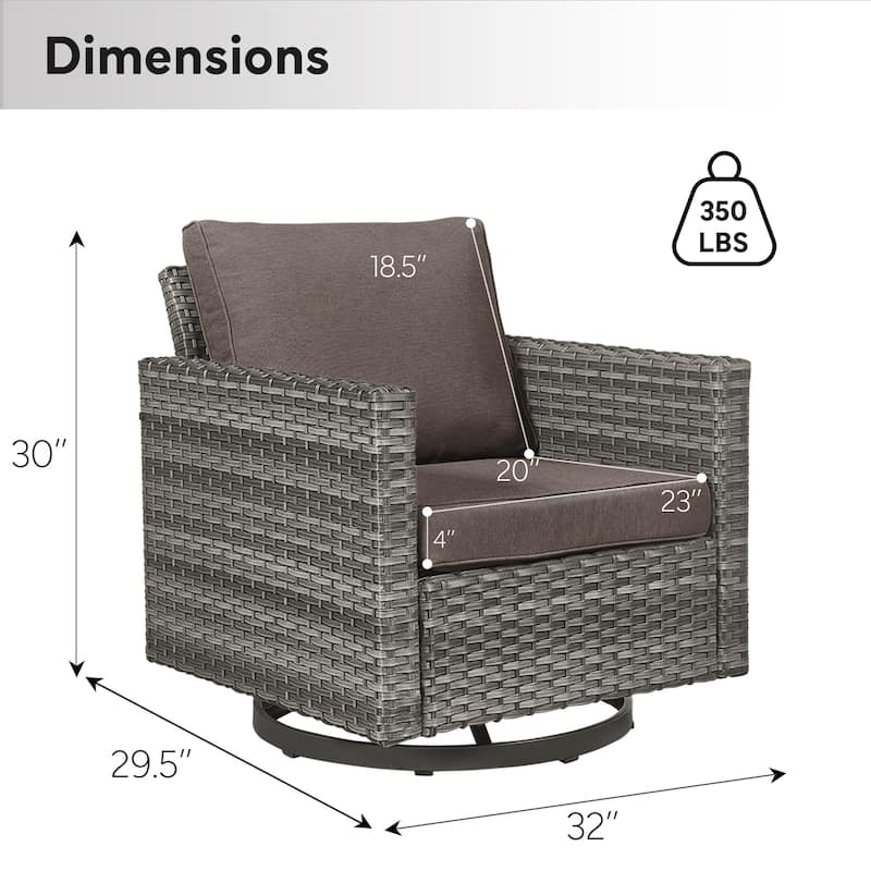 Pocassy Glider Chairs PE Wicker Swivel Chairs Set of 4