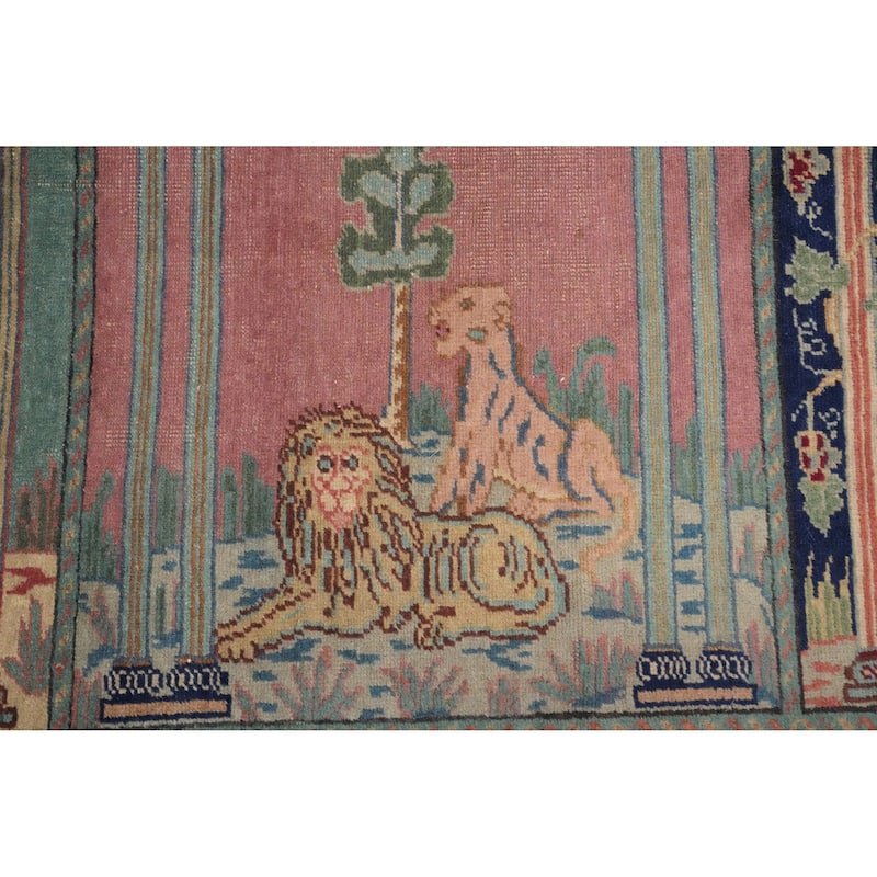 Hand Knotted Oriental 100% Wool Carpet Transitional Geometric Multi-Colored Anatolian Runner Rug - 9' 6'' X 3' 4''
