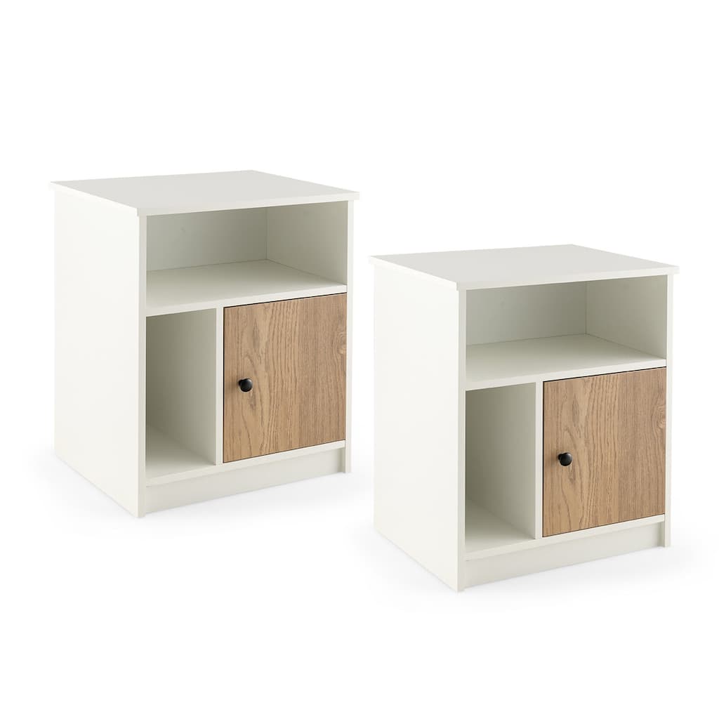 Gymax 2 PCS Nightstands Side End Beside Table w/ Storage Shelf for