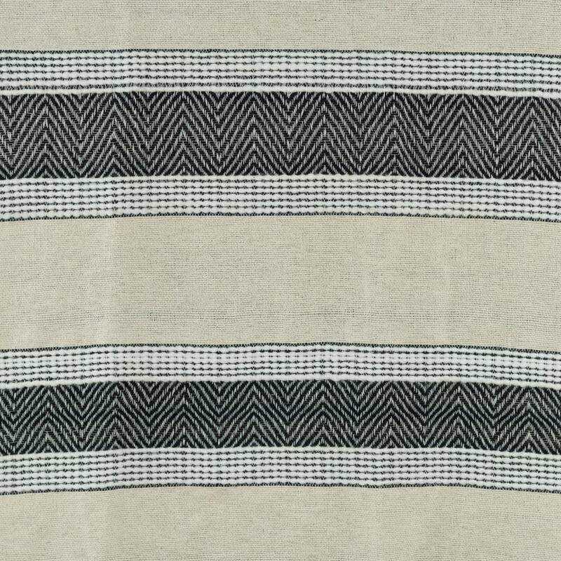 HomeRoots 50" X 60" Black Cotton Woven Striped Throw Blanket with Fringe