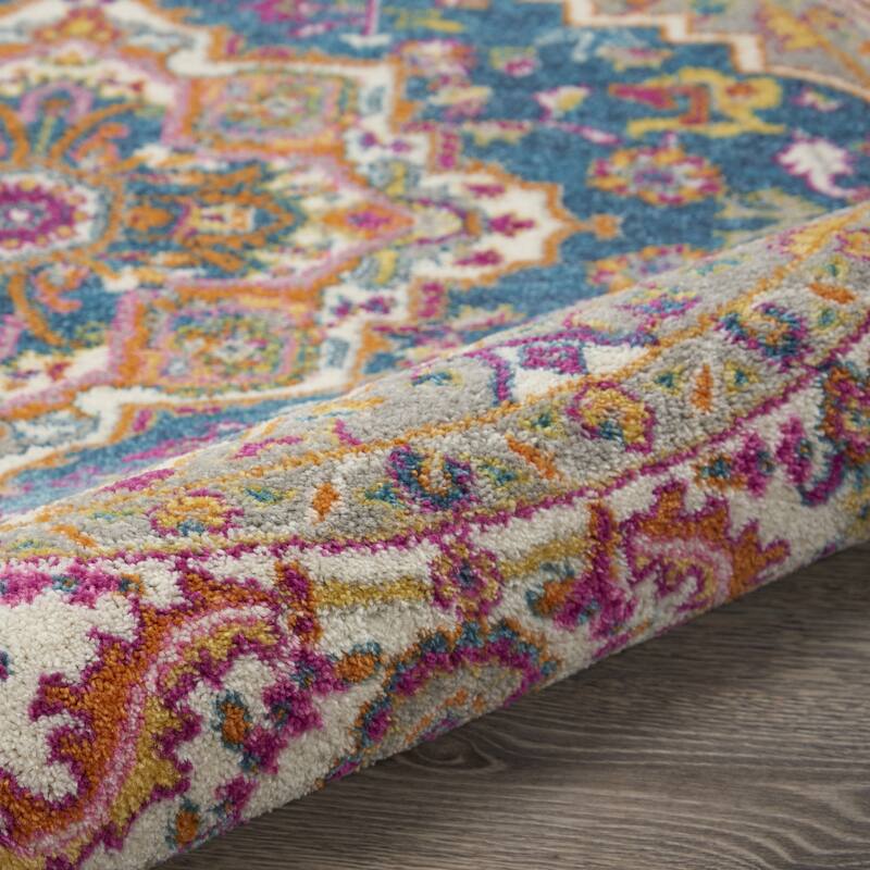 Ranij Power Loomed Geometric Floral Area Rug By HomeRoots - 8' Round