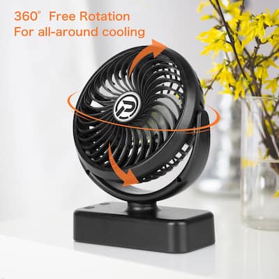 40H Time Rechargeable Battery Operated Portable Camping Fan with LED