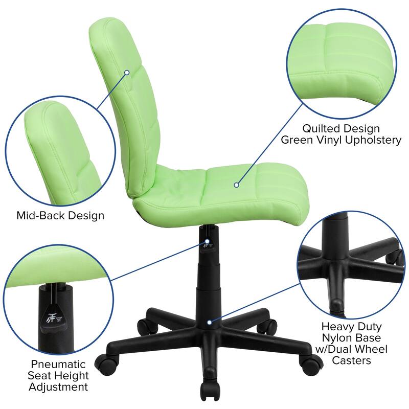 Mid-Back Quilted Vinyl Swivel Task Office Chair