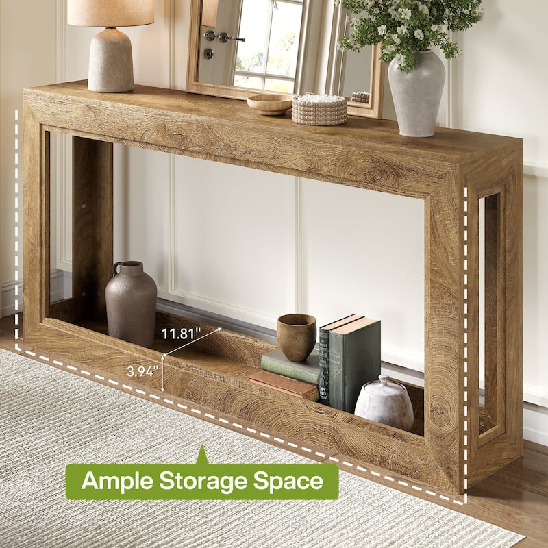 63'' 2-Tier Console Table Behind Sofa Couch for Entryway Living Room