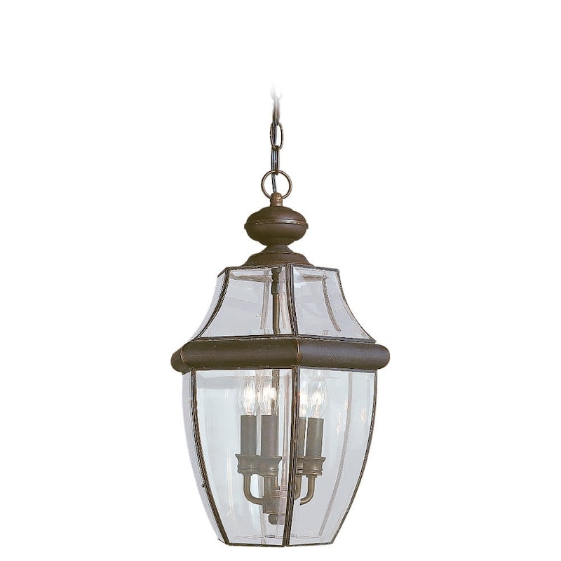 Roseto Coles 3 Light 12" Wide Outdoor Taper Candle Full Sized Pendant - Antique Bronze