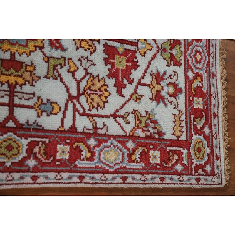 Light Blue Heriz Serapi Indian Rug Handmade Wool Carpet - 2'11"x 5'0"