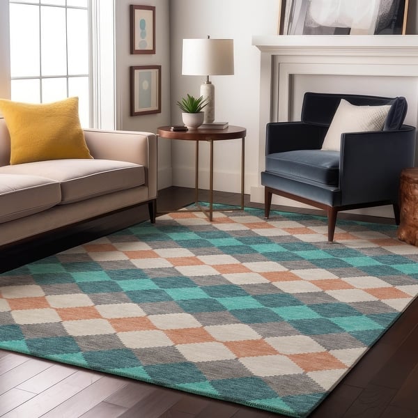 slide 2 of 134, Premium Washable Super Soft Diamond Modern Mayfield Rug Teal - 10' x 14'