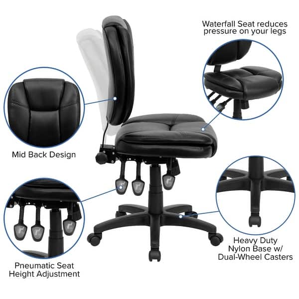 Mid-Back Multifunction Ergonomic Task Office Chair with Pillow Top  Cushioning - On Sale - Bed Bath & Beyond - 22751659
