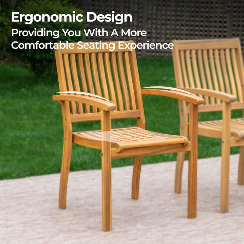 MAISON ARTS Acacia Wood 7/9-Piece Patio Dining Sets, Outdoor Dining Set with Expandable Teak Dining Table and Wooden Chairs