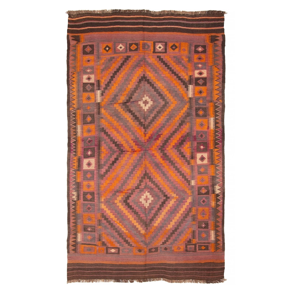 ECARPETGALLERY Flat-Weave Sivas Burgundy Wool Kilim - 5'9 x 9'6