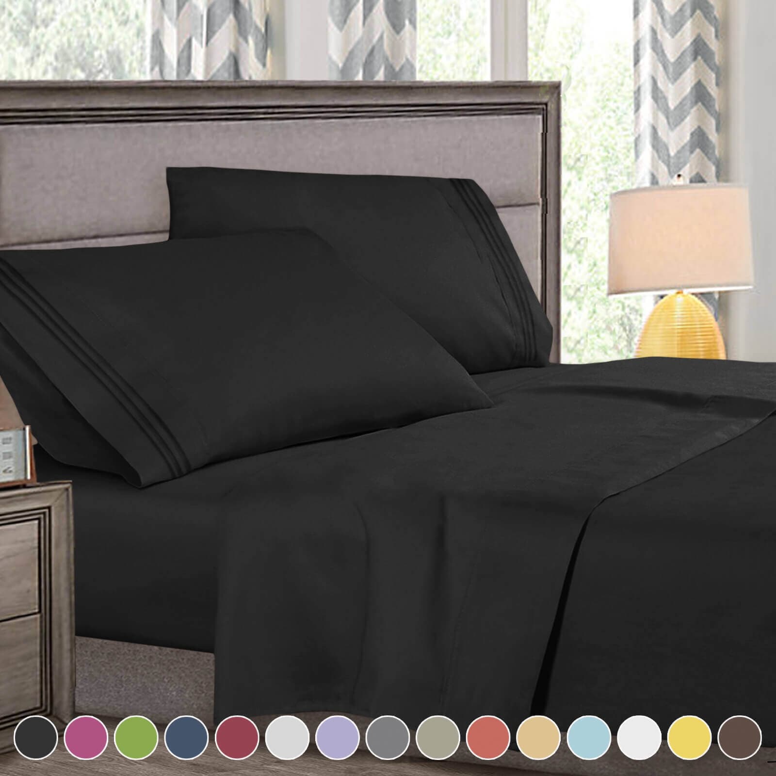 4 Pcs Deluxe Deep Pocket Bed Sheet Set in Queen Size-image