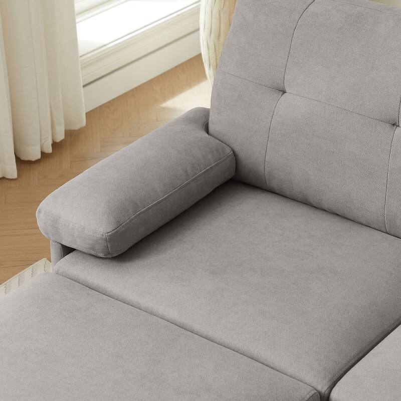 84.45" Wide Sectional Sofa with Ottoman & Side Storage Bags