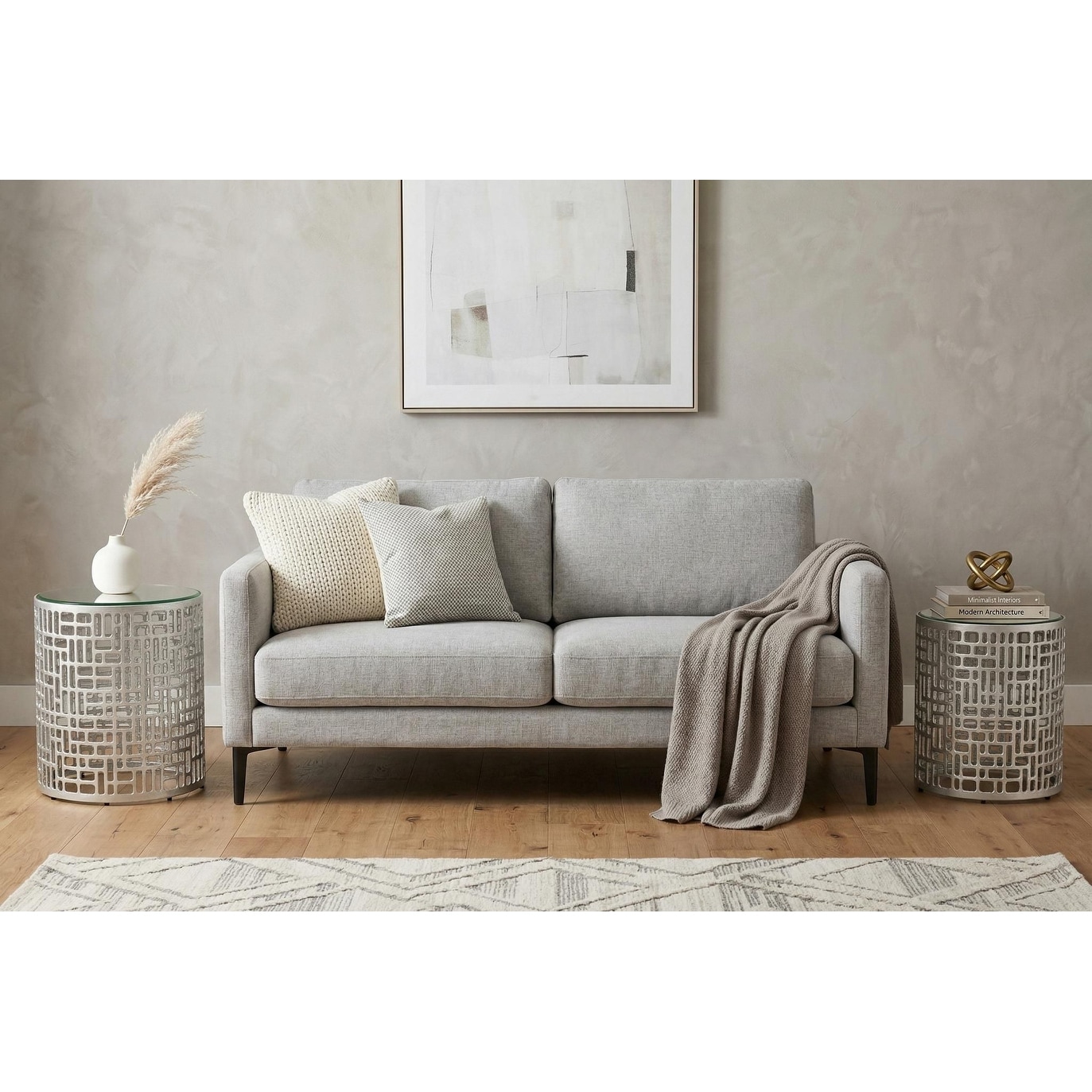 HomeRoots Set of Two Silver and Mirrored Glass Round Drum End Tables - 18.00 in. x 20.10 in. x 18.00 in.