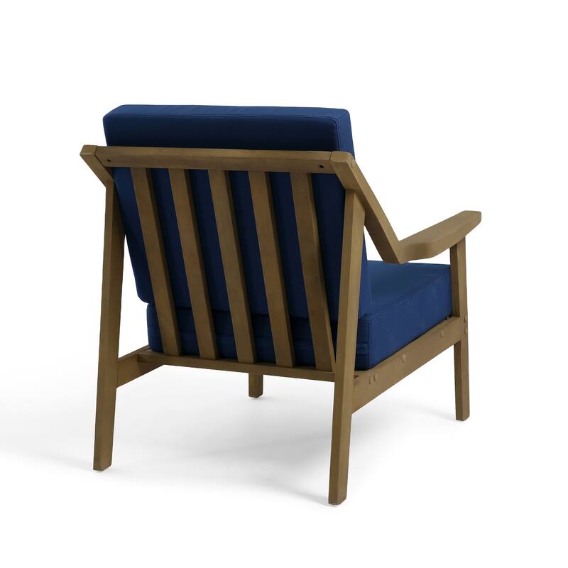 3-piece Teak Modern Cushioned Club Chairs Set Patio Bistro Set