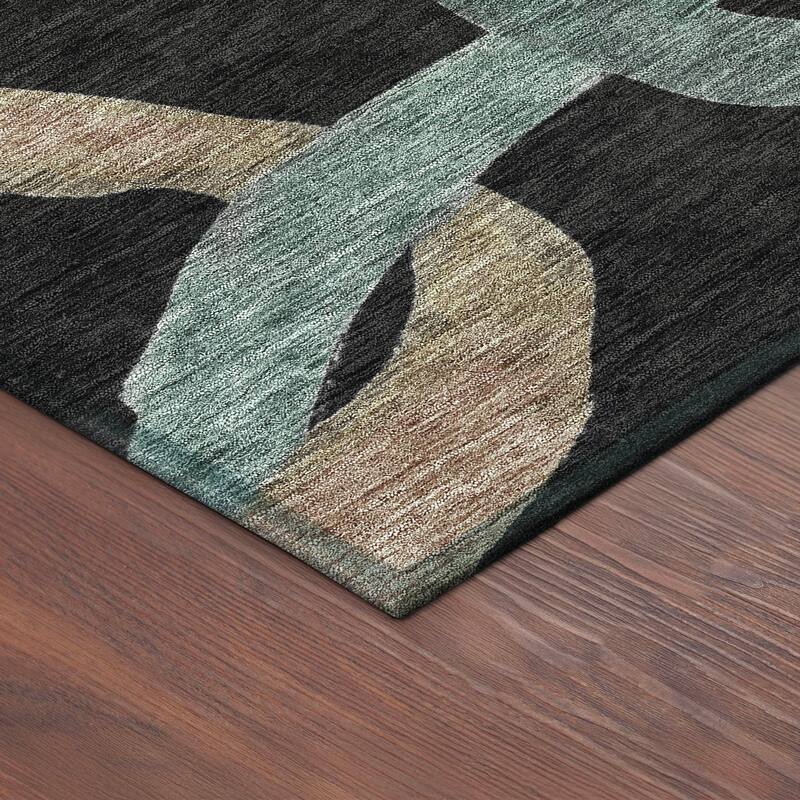 Machine Washable Indoor/ Outdoor Abstract Links Chantille Rug