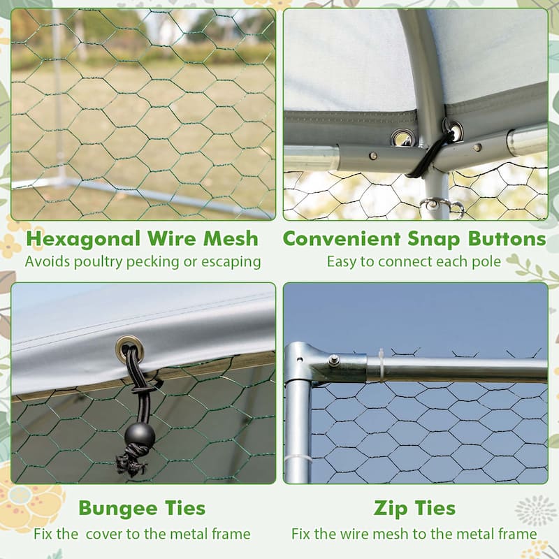 Costway Large Walk-in Chicken Coop Heavy-Duty Galvanized Poultry Cage - See Details
