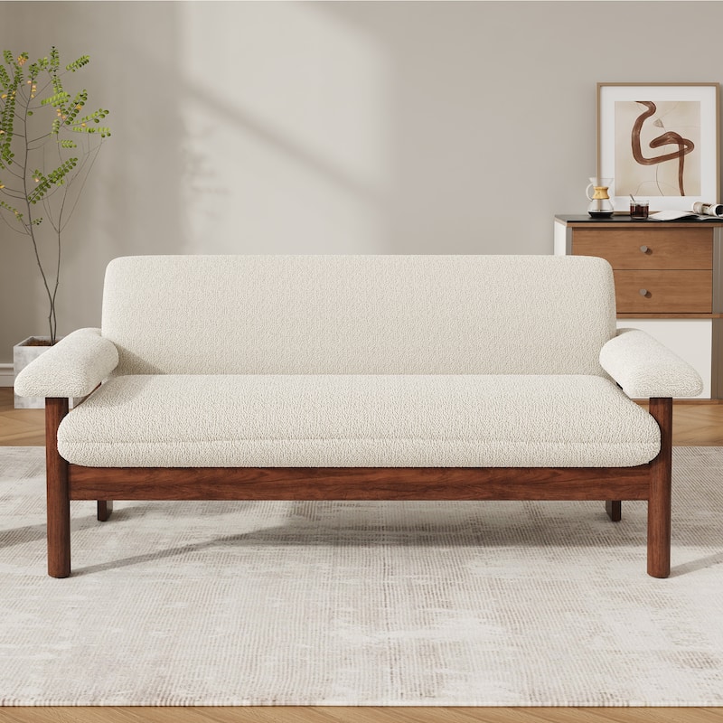 Modern Loveseat Sofa 2 Seater Couch 72.8" Loveseat Couch with Armrest Pillows for Living Room or Small Space - Beige