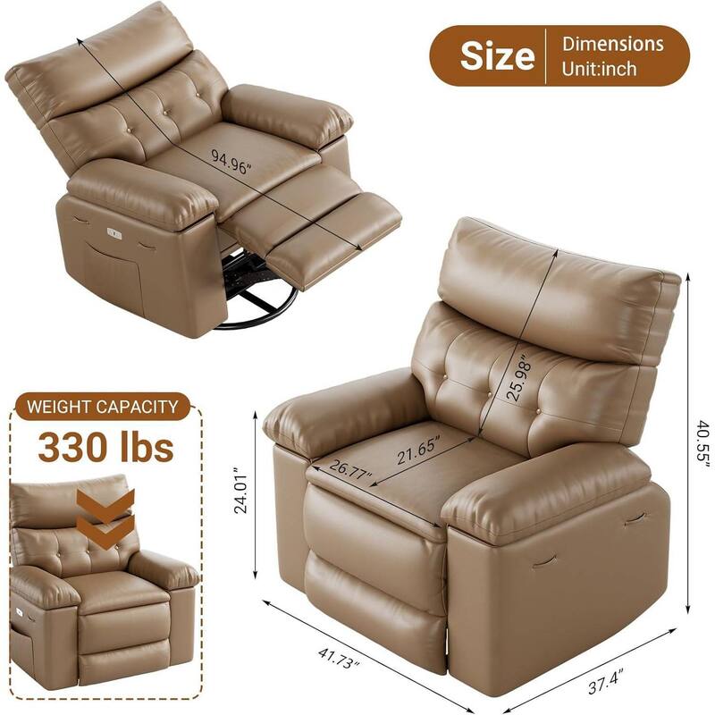 Oversized Recliner Sofa Chair with Massage for Living Room Bedroom