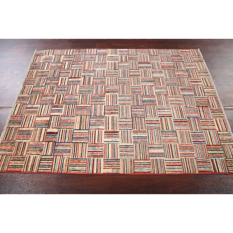 Gabbeh Kashkoli Area Rug Wool Hand-knotted Contemporary Foyer Carpet - 4'7" x 6'3"
