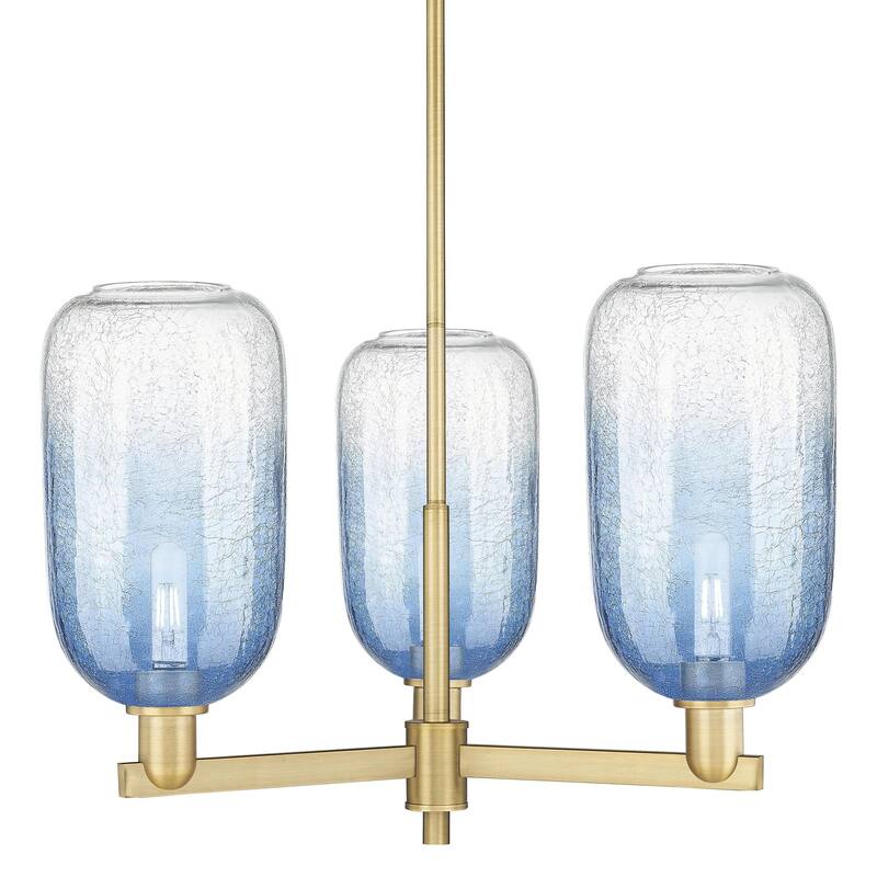 Innovations Lighting 716-3CR-17-18 Brookhaven Cloche Chandelier - Brushed Brass / Sapphire Blue