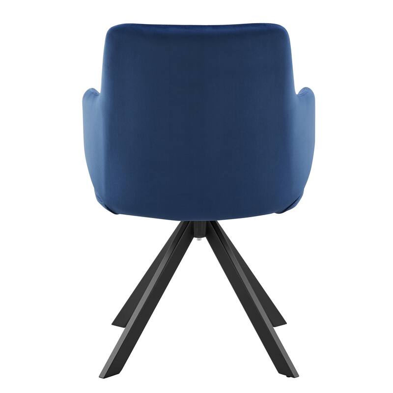 HomeRoots Blue And Black Upholstered Velvet Dining Arm Chair - 22.84' X '33.47' X '24.02