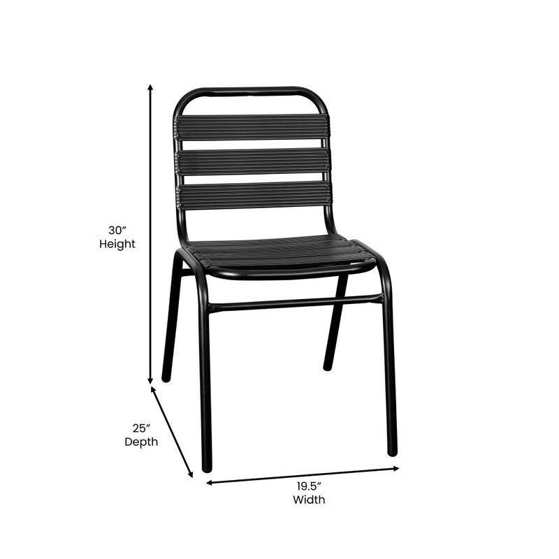 Commercial Aluminum Indoor-Outdoor Restaurant Stack Chair with Triple Slat Back