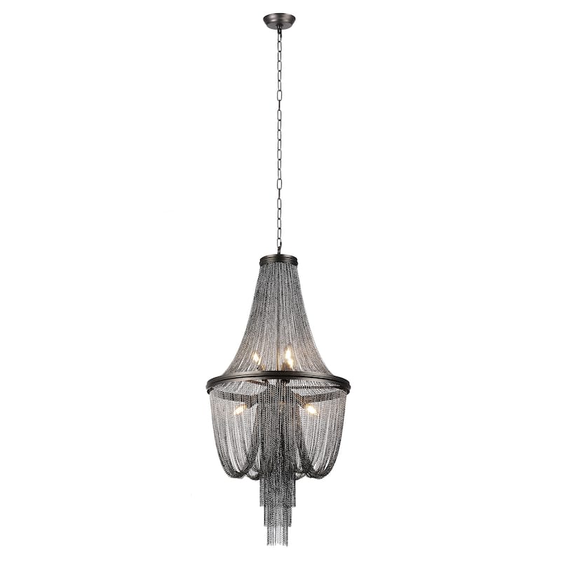 6-Light Glam Graphite Tassel Chain Chandelier