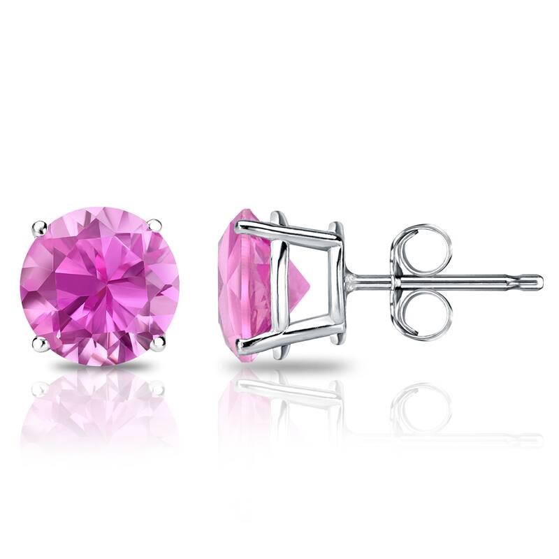 Auriya 14k Gold 2/5ctw Pink Sapphire Gemstone Stud Earrings