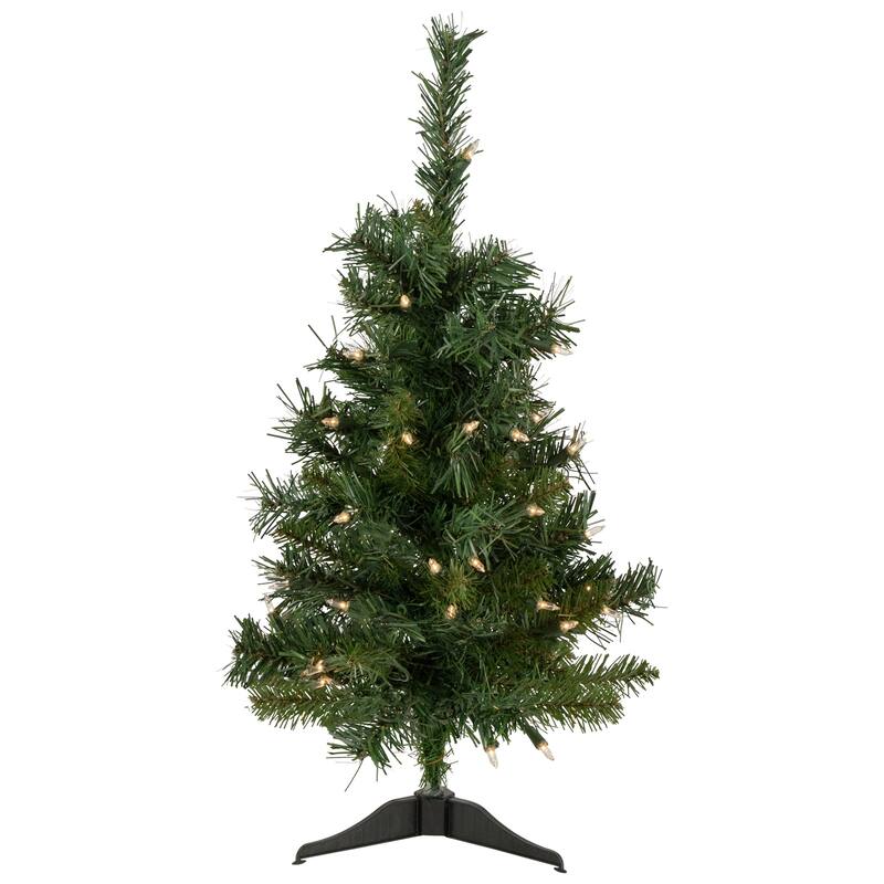 2' Pre-Lit Medium Aspen Pine Artificial Christmas Tree Clear Lights