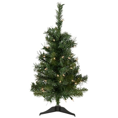 2' Pre-Lit Medium Aspen Pine Artificial Christmas Tree Clear Lights