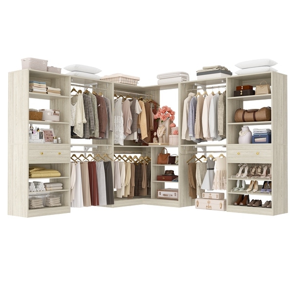 Zyntex Corner Closet System with 2 Wooden Drawers and 6 Hanging