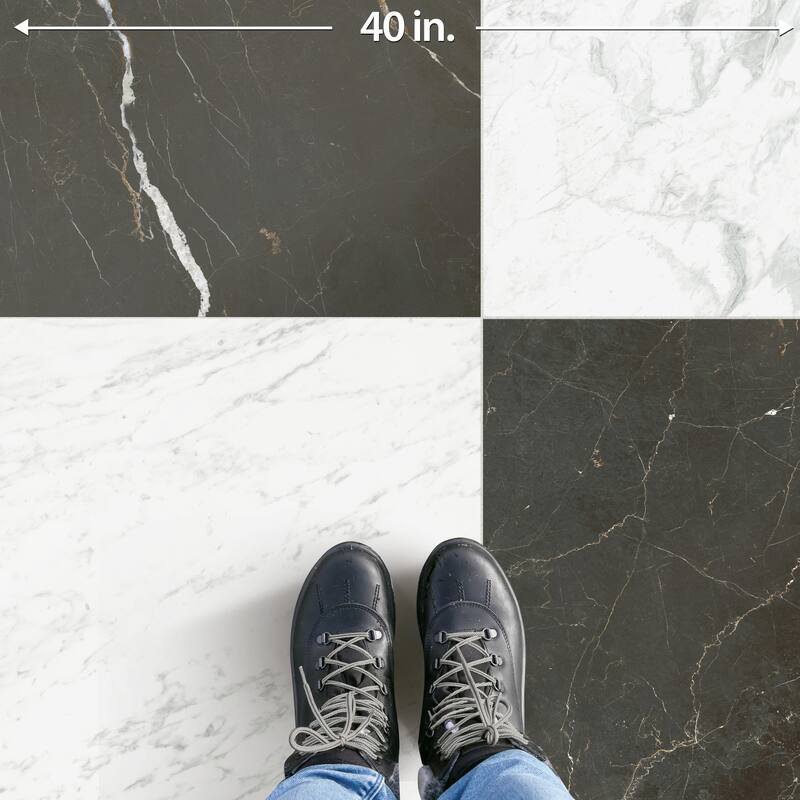 Merola Tile Reve Checker Blanc with Noir 23-1/2" x 23-1/2" Porcelain Floor and Wall Tile