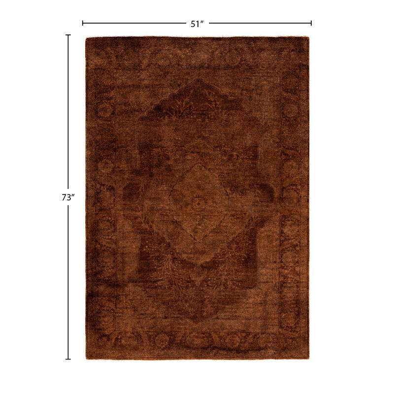 Overdyed One-of-a-Kind Hand-Knotted Area Rug - Brown - 4' 3" x 6' 1"