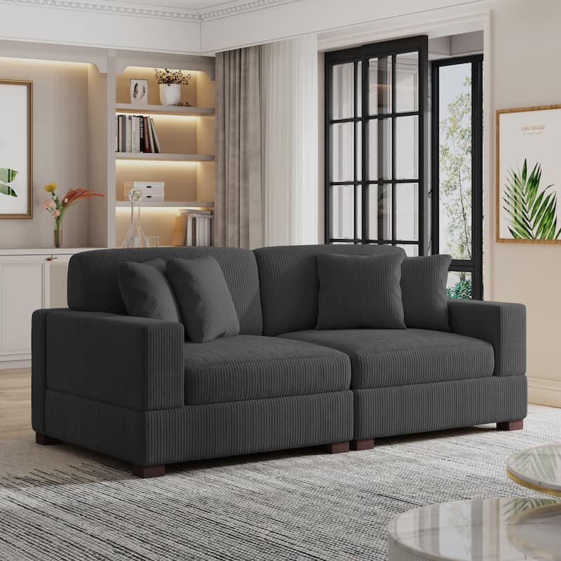 Oversized Modular Sectional Sofa Set with Pillows for Living Room - Grey/2 Armchair