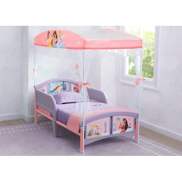 slide 2 of 6, Disney Princess Plastic Toddler Bed with Canopy Multi - Toddler
