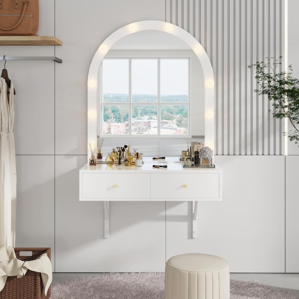 Floating Makeup Vanity Desk with Mirror