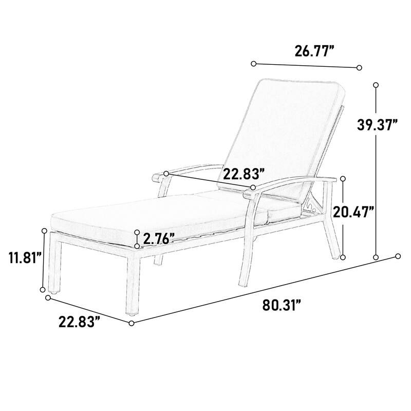 Adjustable Reclining Aluminum Chaise Lounge with Wheels for Poolside Patio Outdoor Navy Blue Rust-Resistant
