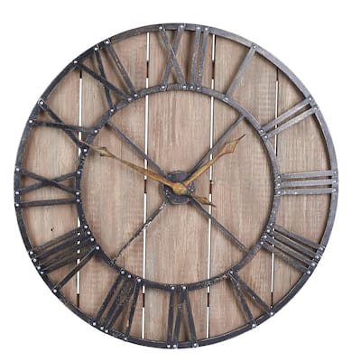 Household Essentials Carbon Loft Maunchly Roman Numerals Vintage Wall Clock