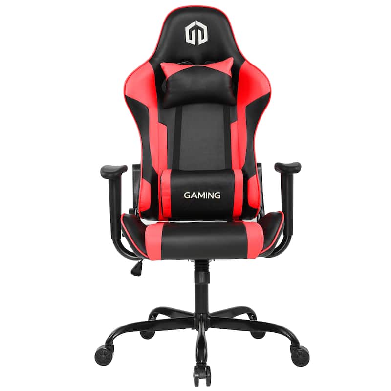 Leather Gaming Chair High Back Racing Style Gamer Chair Computer Desk Office Executive Swivel Chair - Red