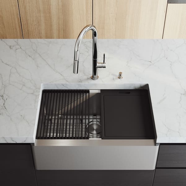 slide 1 of 35, VIGO Single Bowl Stainless Steel Kitchen Sink with Accessories