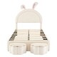 preview thumbnail 20 of 42, Upholstered Rabbit-Shape Bed Frame with 2 Storage Stools, Twin/Full Size elvet Platform Bed with Cartoon Ears Shaped Headboard